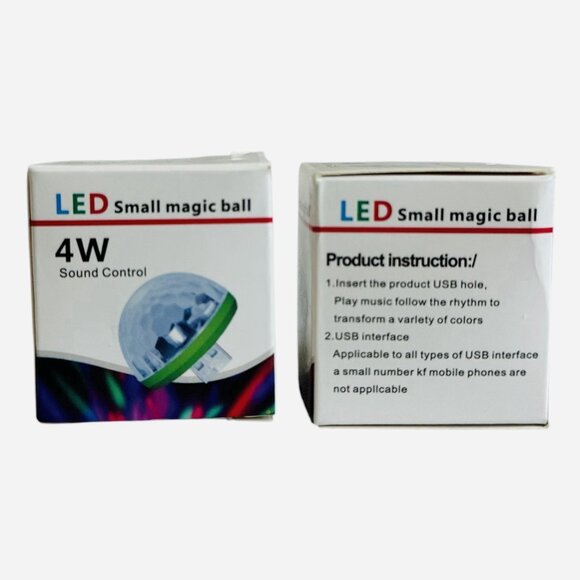 2x LED Magic Ball USB Mini Disco Lights Sound Control Party Stage Lamp NIB - Picture 4 of 5